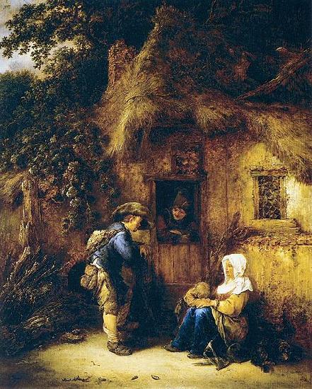 OSTADE, Isaack van Traveller at a Cottage Door oil painting image